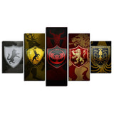 Houses of Game of Thrones Banners 5 Piece Canvas Wall Art Painting Wallpaper Poster Picture Print Photo Decor