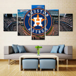 Houston Astros Stadium And Baseball Team Logo 5 Piece Canvas Wall Art Painting Wallpaper Poster Picture Print Photo Decor