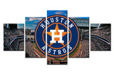 Houston Astros Stadium And Baseball Team Logo 5 Piece Canvas Wall Art Painting Wallpaper Poster Picture Print Photo Decor