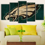 Philadelphia Eagles Vintage Football Team NFL Logo 5 Piece Canvas Wall Art Painting Wallpaper Poster Picture Print Photo Decor