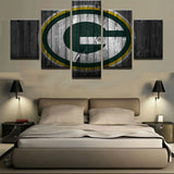 Green Bay Packers Football Sports Team Logo 5 Piece Canvas Wall Art Painting Wallpaper Poster Picture Print Photo Decor