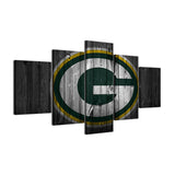 Green Bay Packers Football Sports Team Logo 5 Piece Canvas Wall Art Painting Wallpaper Poster Picture Print Photo Decor