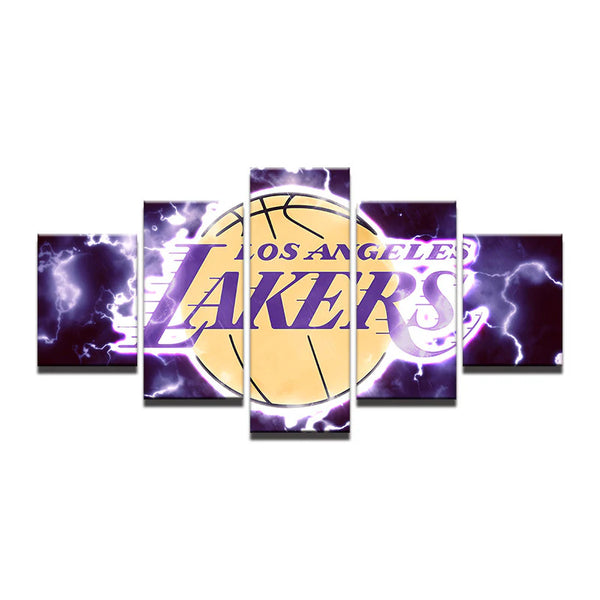 Los Angeles LA Lakers NBA Basketball Team Logo 5 Piece Canvas Wall Art Painting Wallpaper Poster Picture Print Photo Decor