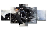 Beautiful Smokey Harley Davidson Motorcycle 5 Piece Canvas Wall Art Painting Wallpaper Poster Picture Print Photo Decor