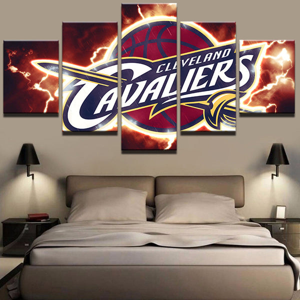 Cleveland Cavaliers Basketball Sports Team NBA 5 Piece Canvas Wall Art Painting Wallpaper Poster Picture Print Photo Decor