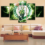 Boston Celtics Basketball NBA Sports Team Logo 5 Piece Canvas Wall Art Painting Wallpaper Poster Picture Print Photo Decor