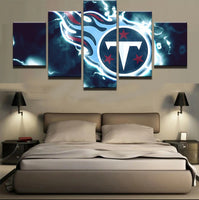Tennessee Titans Electrifying NFL Football Team Logo 5 Piece Canvas Wall Art Painting Wallpaper Poster Picture Print Photo Decor