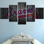 Atlanta Braves Baseball Sports Team Logo 5 Piece Canvas Wall Art Painting Wallpaper Poster Picture Print Photo Decor