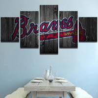 Atlanta Braves Baseball Sports Team Logo 5 Piece Canvas Wall Art Painting Wallpaper Poster Picture Print Photo Decor