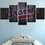 Atlanta Braves Baseball Sports Team Logo 5 Piece Canvas Wall Art Painting Wallpaper Poster Picture Print Photo Decor