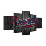 Atlanta Braves Baseball Sports Team Logo 5 Piece Canvas Wall Art Painting Wallpaper Poster Picture Print Photo Decor