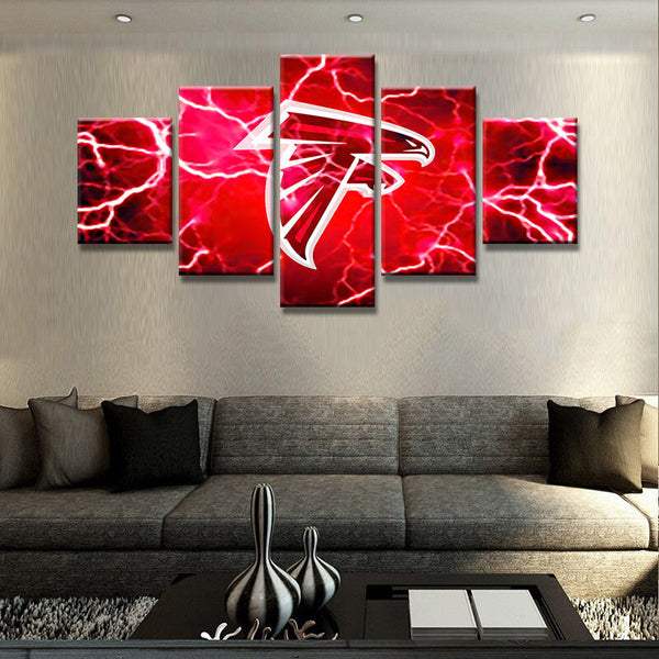 Atlanta Falcons Football Sports Team Logo 5 Piece Canvas Wall Art Painting Wallpaper Poster Picture Print Photo Decor