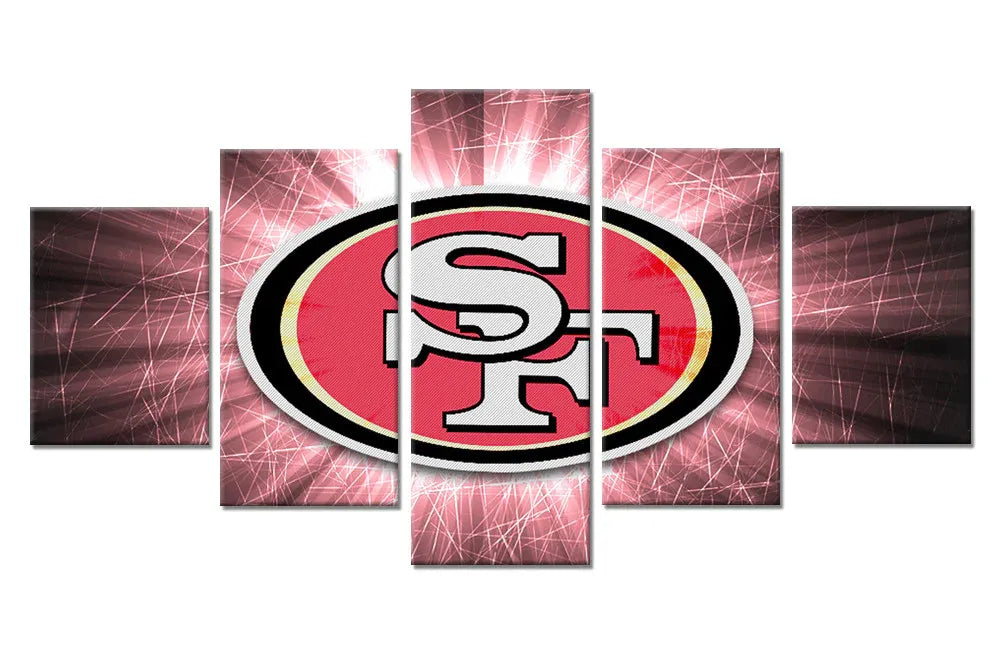San Francisco 49ers NFL Football Team Logo 5 Piece Canvas Wall Art Pai ...