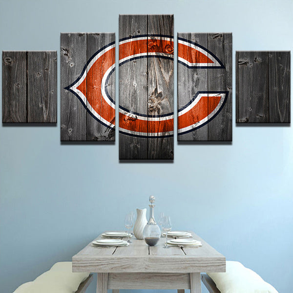 Chicago Bears NFL American Football Sports Team 5 Piece Canvas Wall Art Painting Wallpaper Poster Picture Print Photo Decor