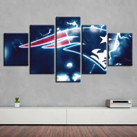 NFL Football Team New England Patriots Electric Storm 5 Piece Canvas Wall Art Painting Wallpaper Poster Picture Print Photo Decor