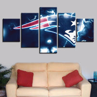 NFL Football Team New England Patriots Electric Storm 5 Piece Canvas Wall Art Painting Wallpaper Poster Picture Print Photo Decor