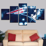 NFL Football Team New England Patriots Electric Storm 5 Piece Canvas Wall Art Painting Wallpaper Poster Picture Print Photo Decor