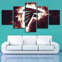 NFL Football Atlanta Falcons Thunder Electric Logo 5 Piece Canvas Wall Art Painting Wallpaper Poster Picture Print Photo Decor