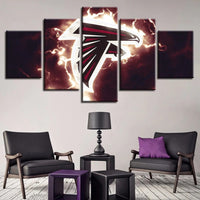 NFL Football Atlanta Falcons Thunder Electric Logo 5 Piece Canvas Wall Art Painting Wallpaper Poster Picture Print Photo Decor