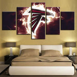 NFL Football Atlanta Falcons Thunder Electric Logo 5 Piece Canvas Wall Art Painting Wallpaper Poster Picture Print Photo Decor