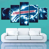 NFL Football Buffalo Bills Thunder Electric Logo 5 Piece Canvas Wall Art Painting Wallpaper Poster Picture Print Photo Decor