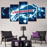 NFL Football Buffalo Bills Thunder Electric Logo 5 Piece Canvas Wall Art Painting Wallpaper Poster Picture Print Photo Decor