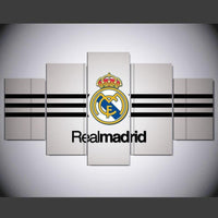 Real Madrid Soccer Sports Team Logo 5 Piece Canvas Wall Art Painting Wallpaper Poster Picture Print Photo Decor