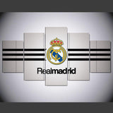 Real Madrid Soccer Sports Team Logo 5 Piece Canvas Wall Art Painting Wallpaper Poster Picture Print Photo Decor