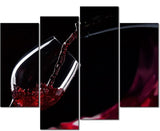 Red Wine Glass Framed 4 Piece Canvas Wall Art Painting Wallpaper Poster Picture Print Photo Decor