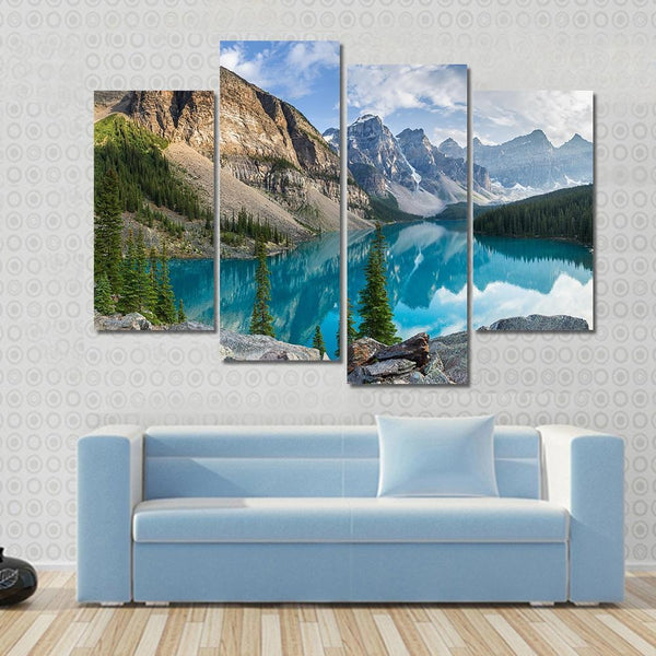 Nature Moraine Lake And Rocky Mountains Canada 4 Piece Canvas Wall Art Painting Wallpaper Poster Picture Print Photo Decor