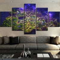 Fortnite Video Game Map 5 Piece Canvas Wall Art Painting Wallpaper Poster Picture Print Photo Decor