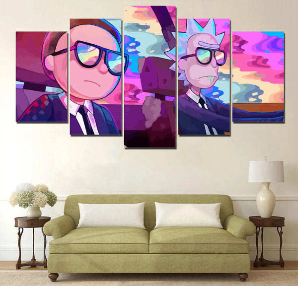 Rick & Morty Cartoon Characters 5 Piece Canvas Wall Art Painting Wallpaper Poster Picture Print Photo Decor