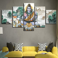 Hindu Lord Shiva Hinduism 5 Piece Canvas Wall Art Painting Wallpaper Poster Picture Print Photo Decor