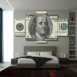 $100 US Dollar Bill Money Cash Business Finance 5 Piece Canvas Wall Art Painting Wallpaper Poster Picture Print Photo Decor