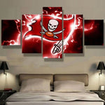 Tampa Bay Buccaneers Electric Storm NFL Football Team 5 Piece Canvas Wall Art Painting Wallpaper Poster Picture Print Photo Decor