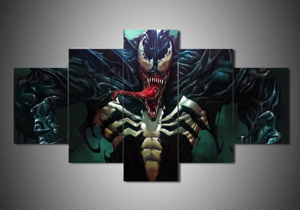 Venom Comic Movie Dark Art 5 Piece Canvas Wall Art Painting Wallpaper Poster Picture Print Photo Decor