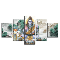 Hindu Lord Shiva Hinduism 5 Piece Canvas Wall Art Painting Wallpaper Poster Picture Print Photo Decor