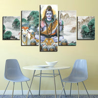 Hindu Lord Shiva Hinduism 5 Piece Canvas Wall Art Painting Wallpaper Poster Picture Print Photo Decor