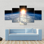 Planet Earth Shining Sunrise Cosmic View 5 Piece Canvas Wall Art Painting Wallpaper Poster Picture Print Photo Decor