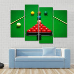 Sports Enthusiast Snooker Balls Set On Green Table 4 Piece Canvas Wall Art Painting Wallpaper Poster Picture Print Photo Decor