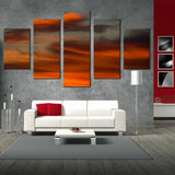 Abstract Sunset Red Orange Clouds Sky 5 Piece Canvas Wall Art Painting Wallpaper Poster Picture Print Photo Decor