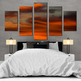 Abstract Sunset Red Orange Clouds Sky 5 Piece Canvas Wall Art Painting Wallpaper Poster Picture Print Photo Decor