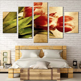 Beautiful Vintage Red Tulip Flowers 5 Piece Canvas Wall Art Painting Wallpaper Poster Picture Print Photo Decor