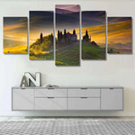 Tuscany Italian Landscape Scenic Sunrise Sunset 5 Piece Canvas Wall Art Painting Wallpaper Poster Picture Print Photo Decor