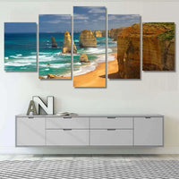 Twelve Apostles Australia Coastal View Ocean 5 Piece Canvas Wall Art Painting Wallpaper Poster Picture Print Photo Decor