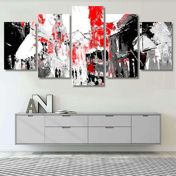 Urban City Life Abstract Sin City Inspiration 5 Piece Canvas Wall Art Painting Wallpaper Poster Picture Print Photo Decor