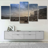 Beautiful Starry Rocky Desert Landscape At Dusk 5 Piece Canvas Wall Art Painting Wallpaper Poster Picture Print Photo Decor