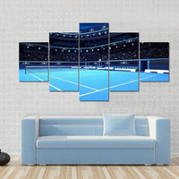 Illuminated Tennis Court In Stadium View 5 Piece Canvas Wall Art Painting Wallpaper Poster Picture Print Photo Decor