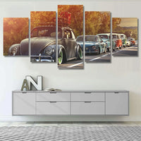 Volkswagen Beetle and Classic VW Cruise 5 Piece Canvas Wall Art Painting Wallpaper Poster Picture Print Photo Decor