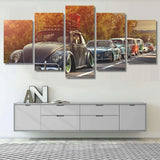 Volkswagen Beetle and Classic VW Cruise 5 Piece Canvas Wall Art Painting Wallpaper Poster Picture Print Photo Decor